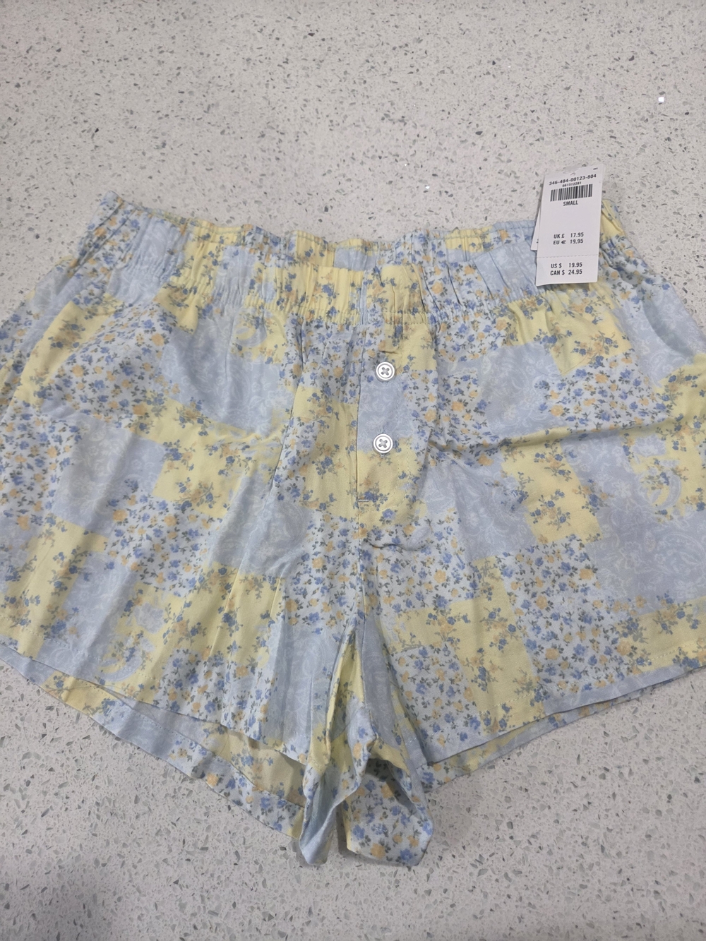 Hollister Women’s Yellow & Light Blue Floral Patchwork Shorts